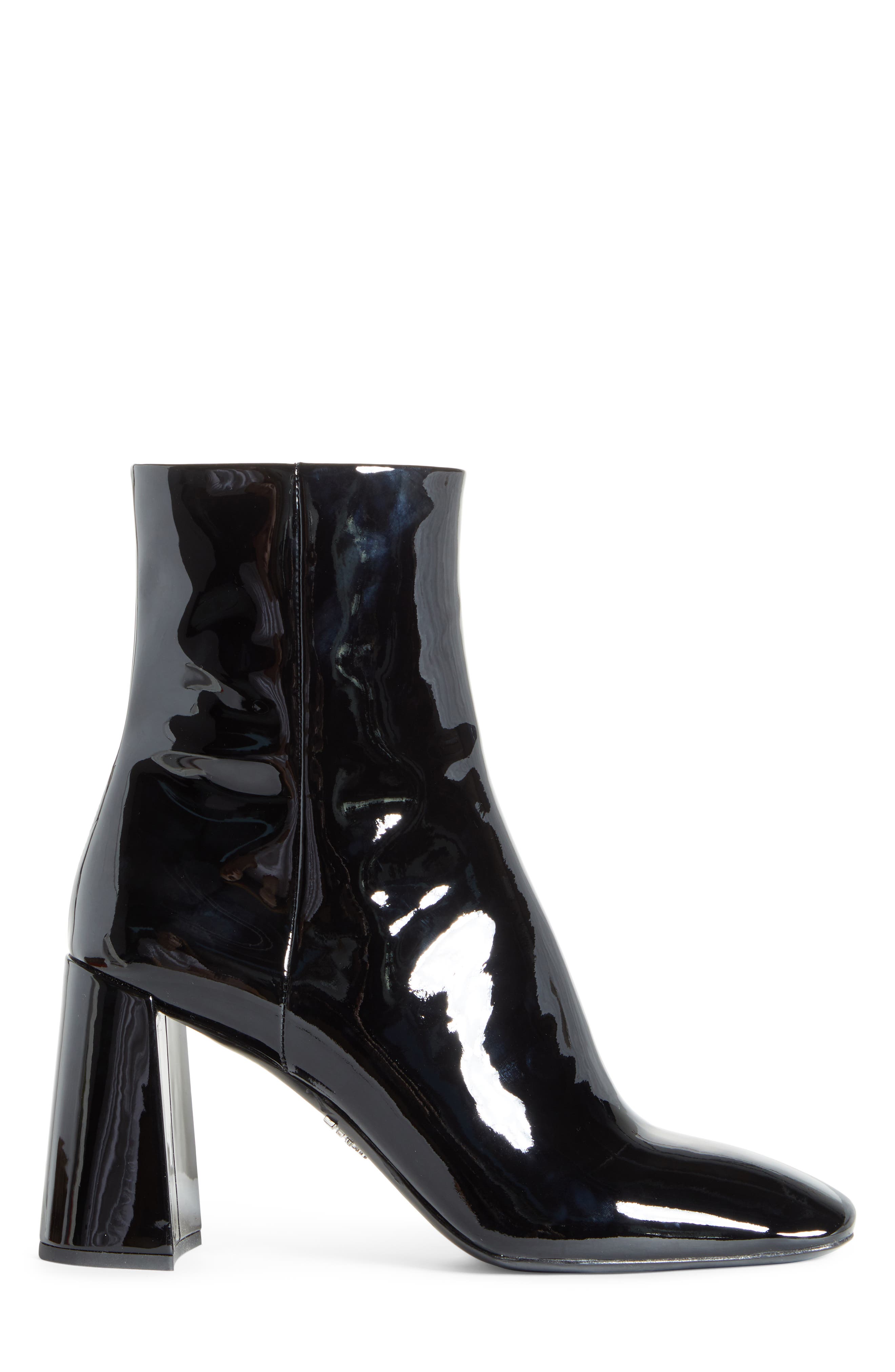 Prada Block Heel Patent Leather Bootie, Alternate, color, 