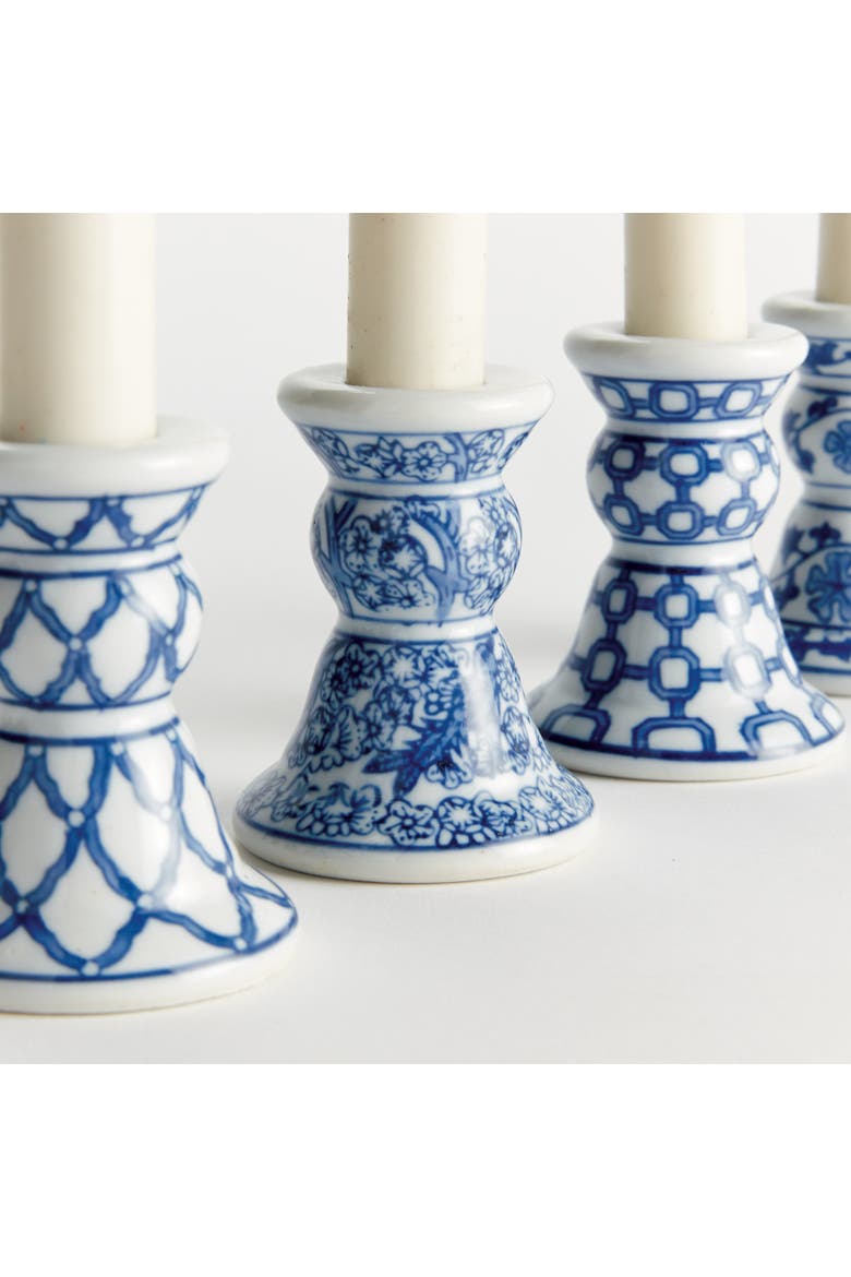 Barclay Butera Dynasty Mini Taper Holders, Set of 4, Alternate, color, Blue
