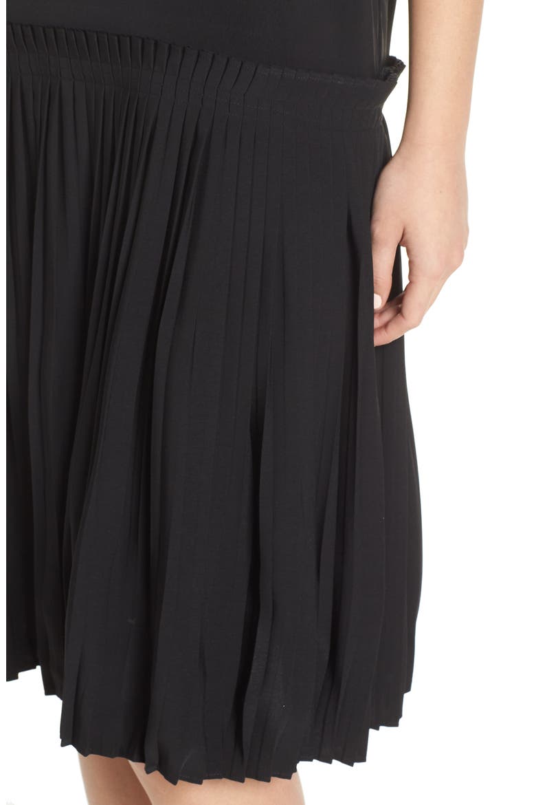 Crystal Pleated Drop Waist Shift Dress, Alternate, color, BLACK