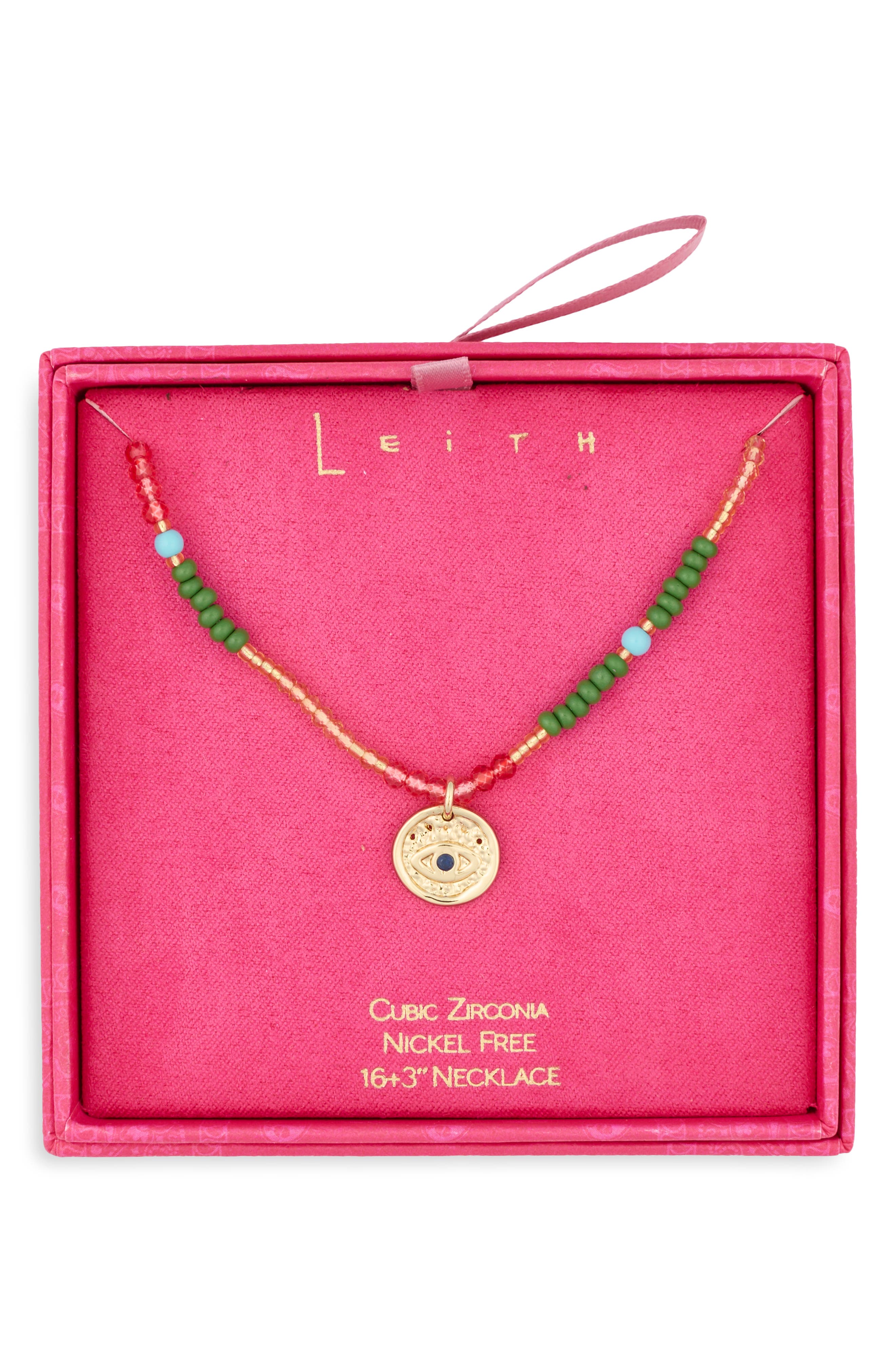 Beaded Evil Eye Pendant Necklace