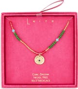 Leith Beaded Evil Eye Pendant Necklace