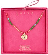 Leith Beaded Evil Eye Pendant Necklace