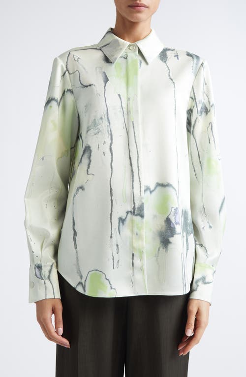 Jason Wu Collection Watercolor Floral Silk Twill Button-up Shirt In Multi