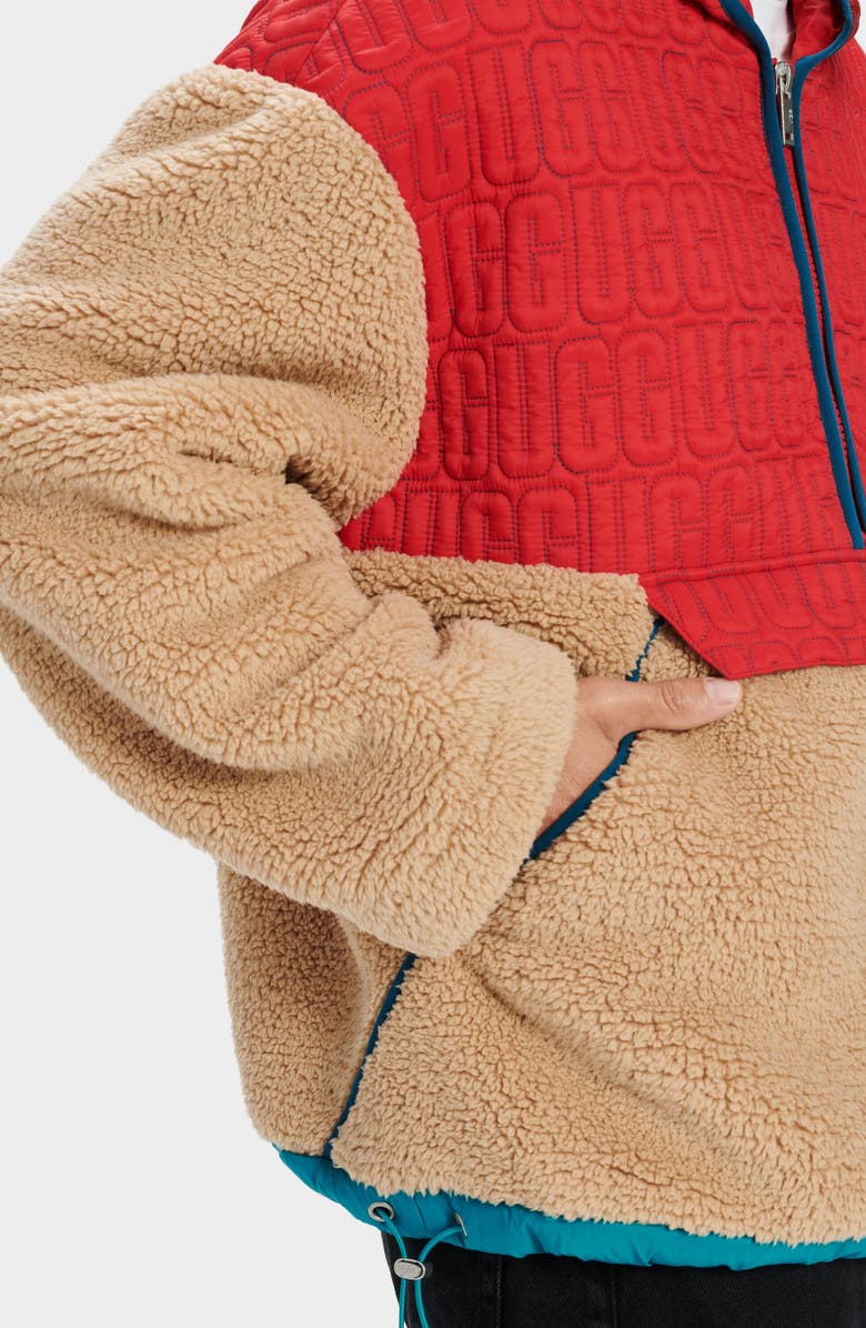 UGG<sup>®</sup> Iggy Fleece Half Zip Hooded Pullover, Alternate, color, 