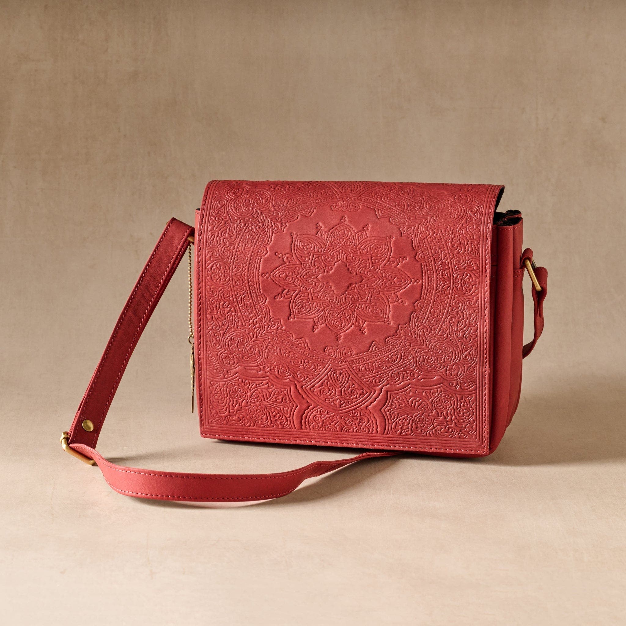 Kohra Embossed Leather Crossbody Bag, Alternate, color, Red
