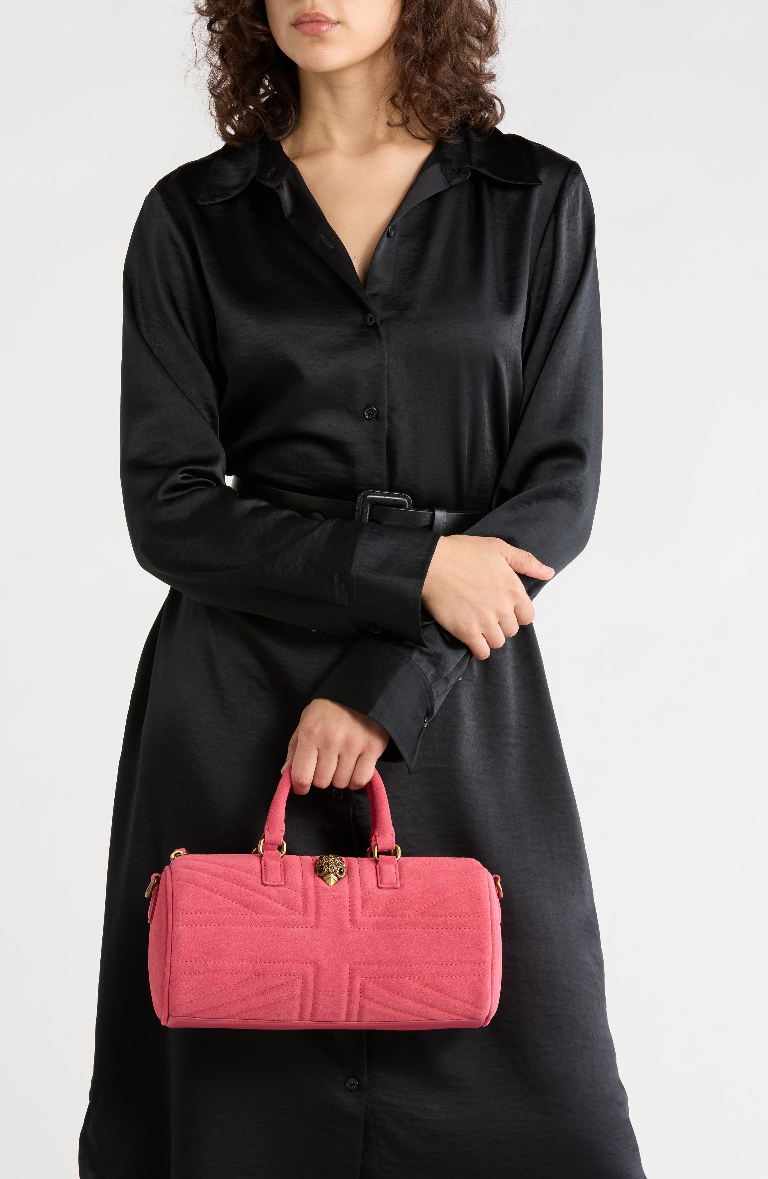 Union Jack Barrel Leather Bag, Alternate, color, OPEN PINK