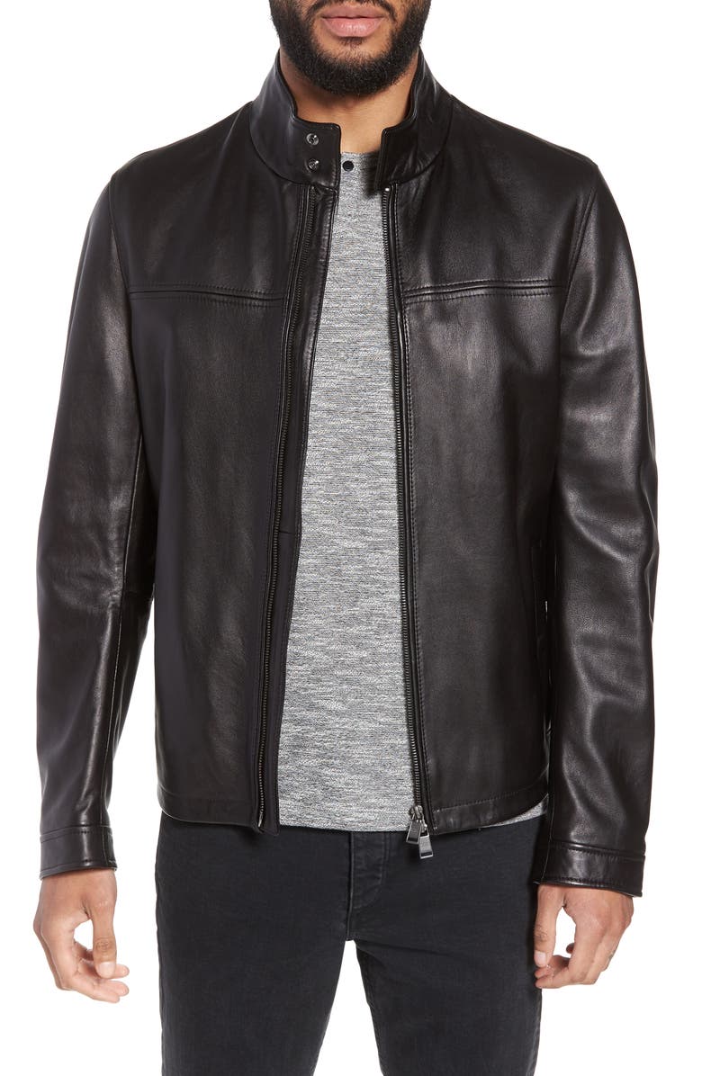 BOSS Nerous Leather jacket, Main, color, 