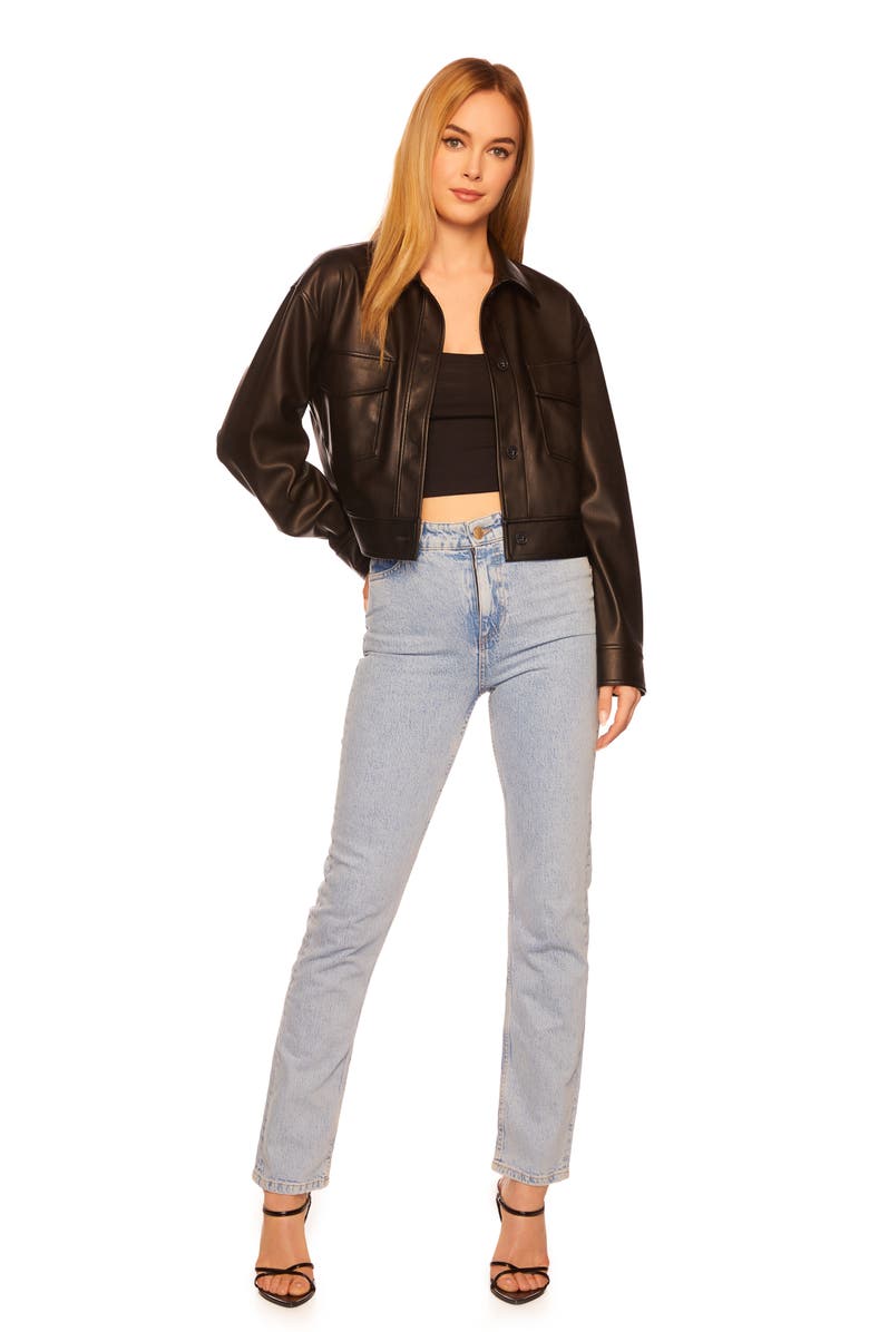 Susana Monaco Faux Leather Crop Cargo Jacket, Alternate, color, 