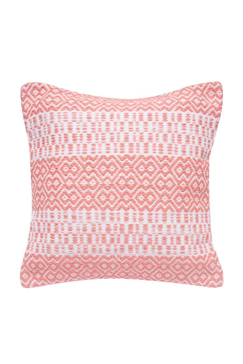 Pim Diamond Stripe Outdoor Throw Pillow, 18" x 18", Main, color, Pink