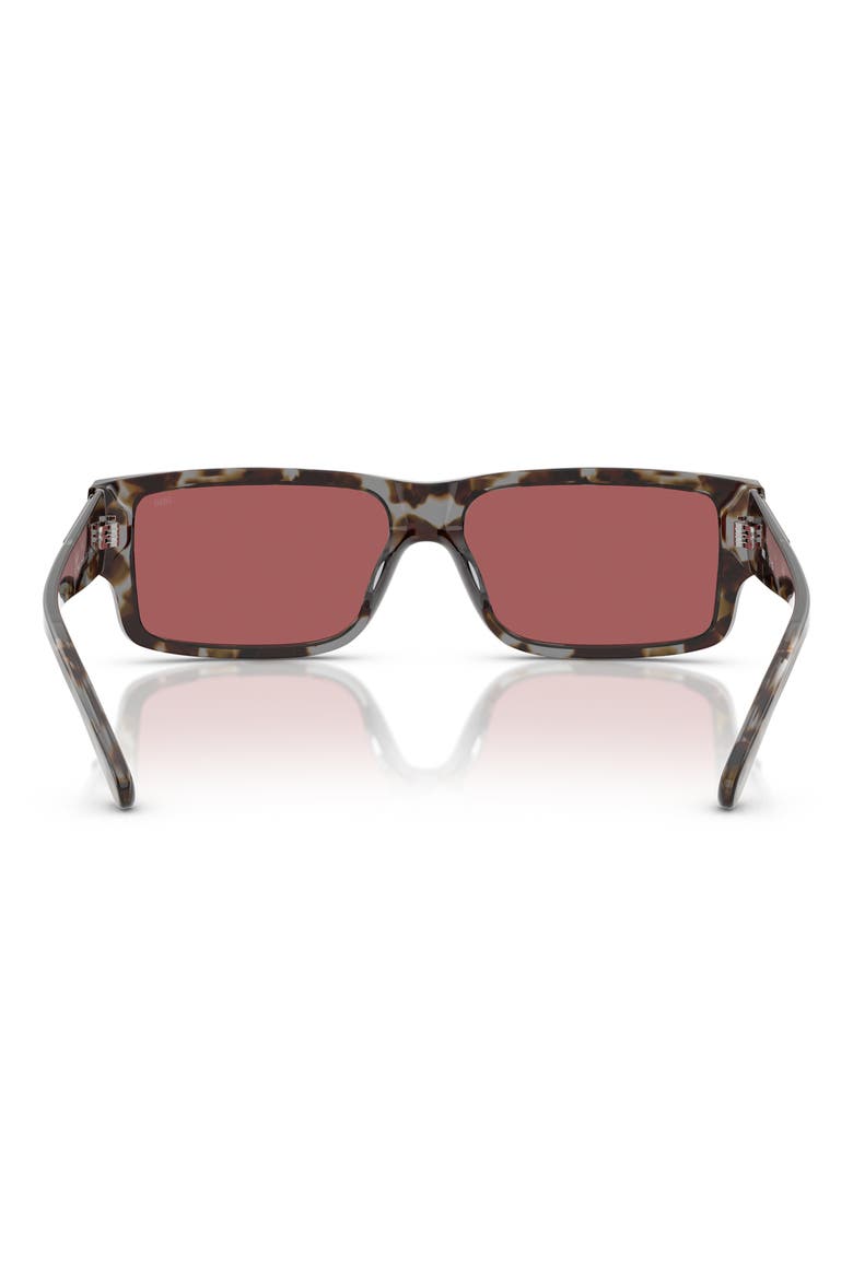 57mm Rectangular Sunglasses, Alternate, color, GREY TORTOISE/ RED HIPER
