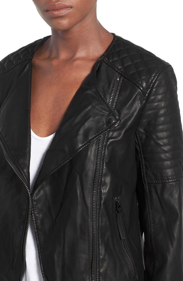 Topshop Faux Leather Biker Jacket, Alternate, color, 