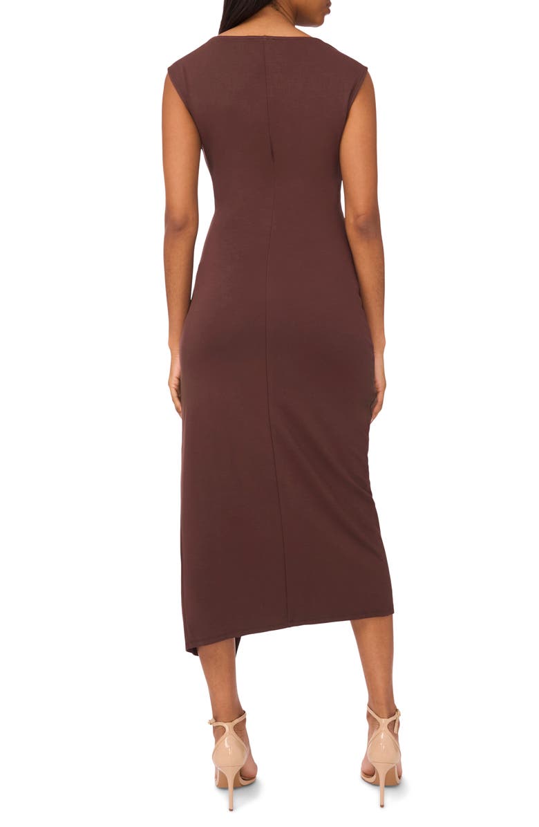 Halogen<sup>®</sup> Asymmetric Shirred Waist Body-Con Dress, Alternate, color, Hot Fudge