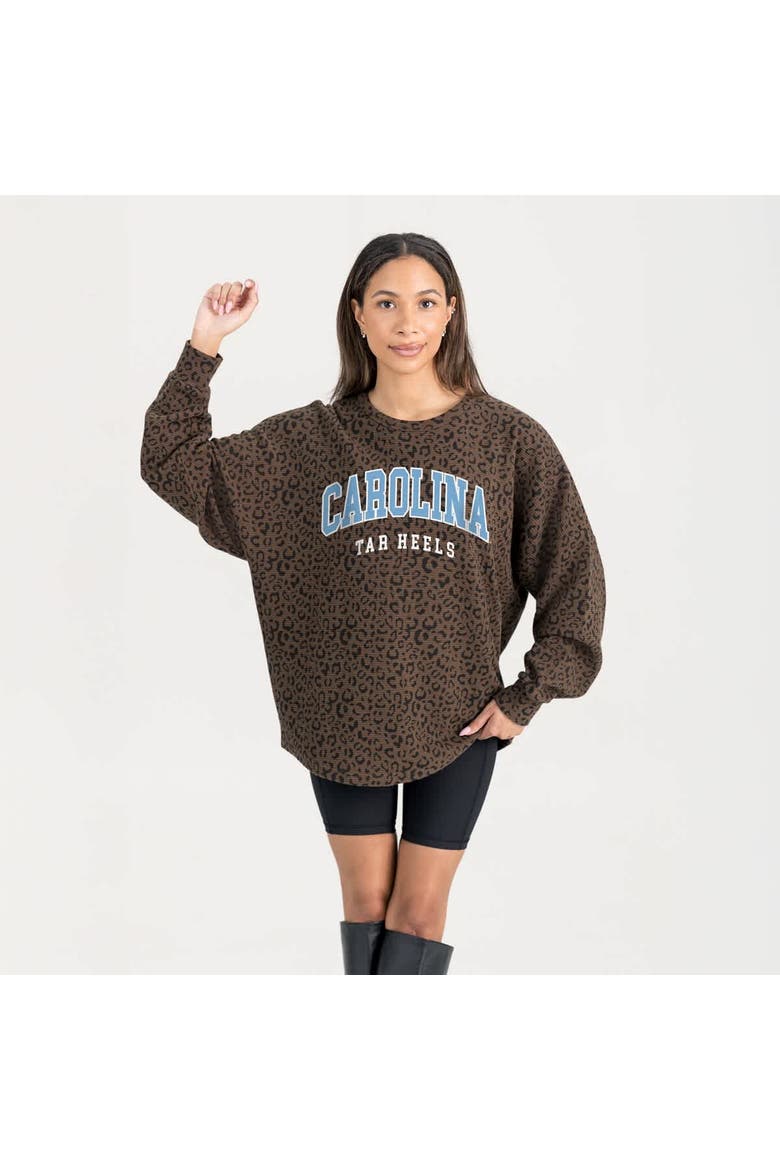 Women's Gameday Couture Brown North Carolina Tar Heels Leopard Oversized Sweatshirt, Main, color, Brown