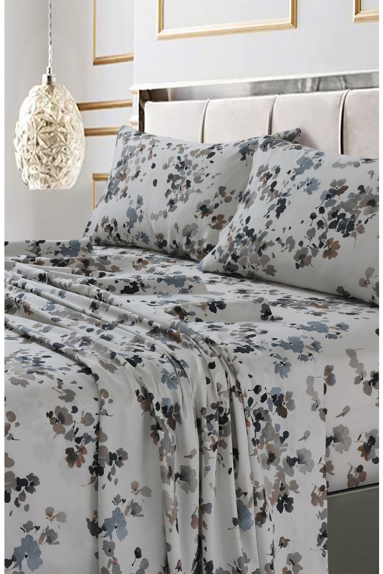 Lisbon 300 Thread Count Cotton Sateen Sheet Set, Alternate, color, GREY