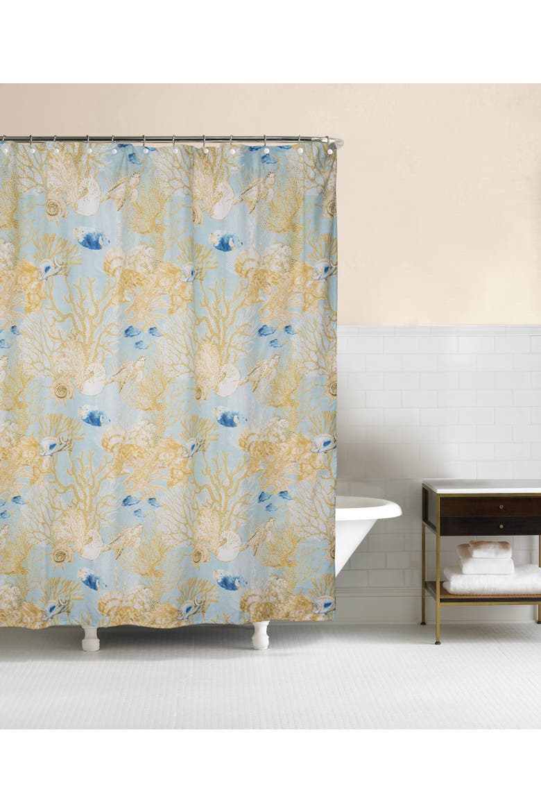 Belmont Reef Bathroom Shower Curtain 72", Main, color, Blue