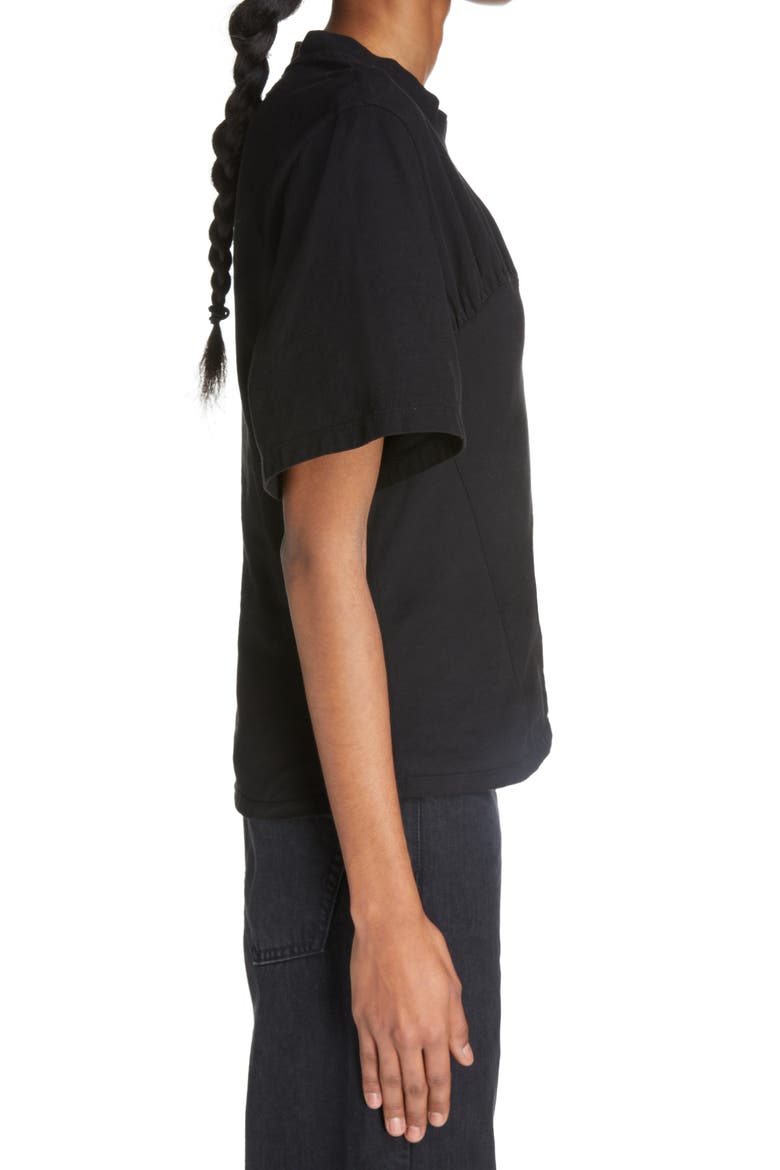 Zazie Bustier Cotton T-Shirt, Alternate, color, BLACK