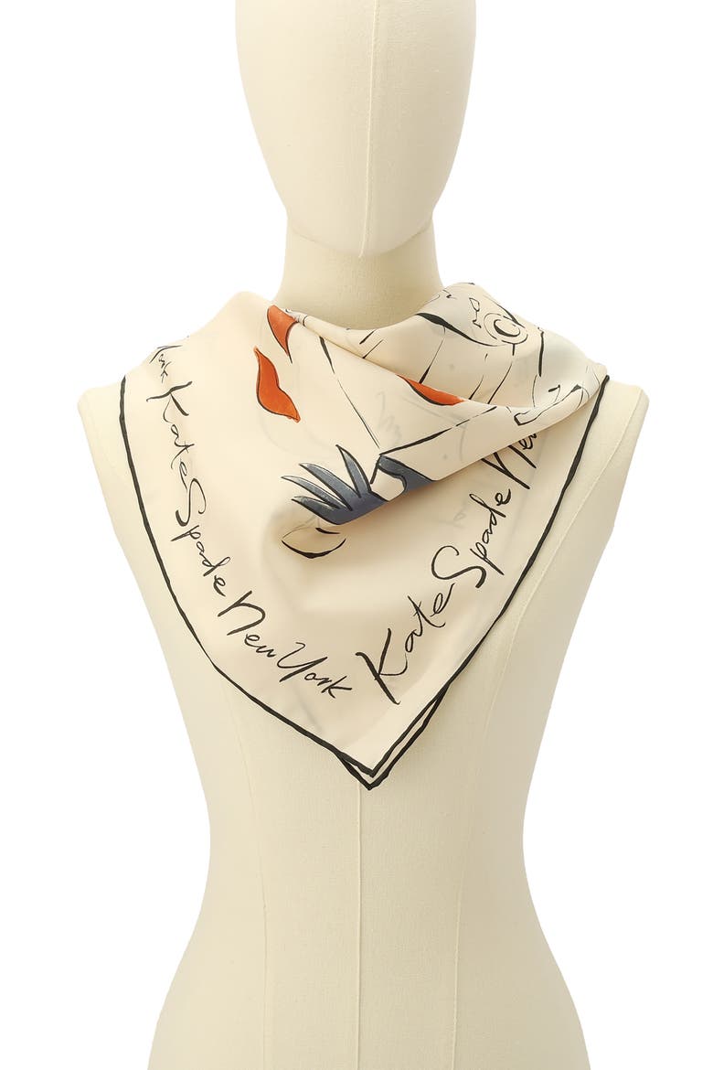 new york dream silk square scarf, Alternate, color, IVORY MULTI