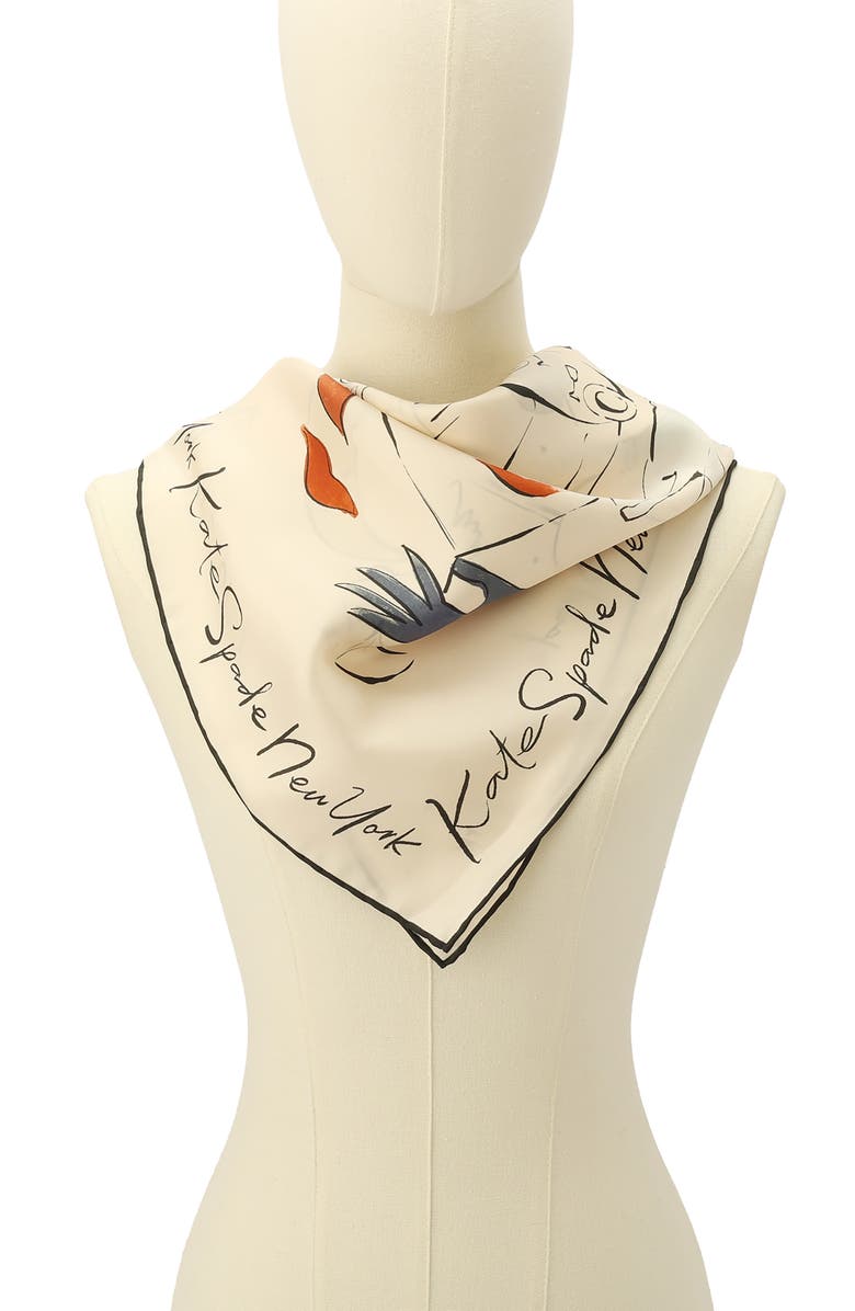 Kate Spade New York new york dream silk square scarf, Alternate, color, Ivory Multi