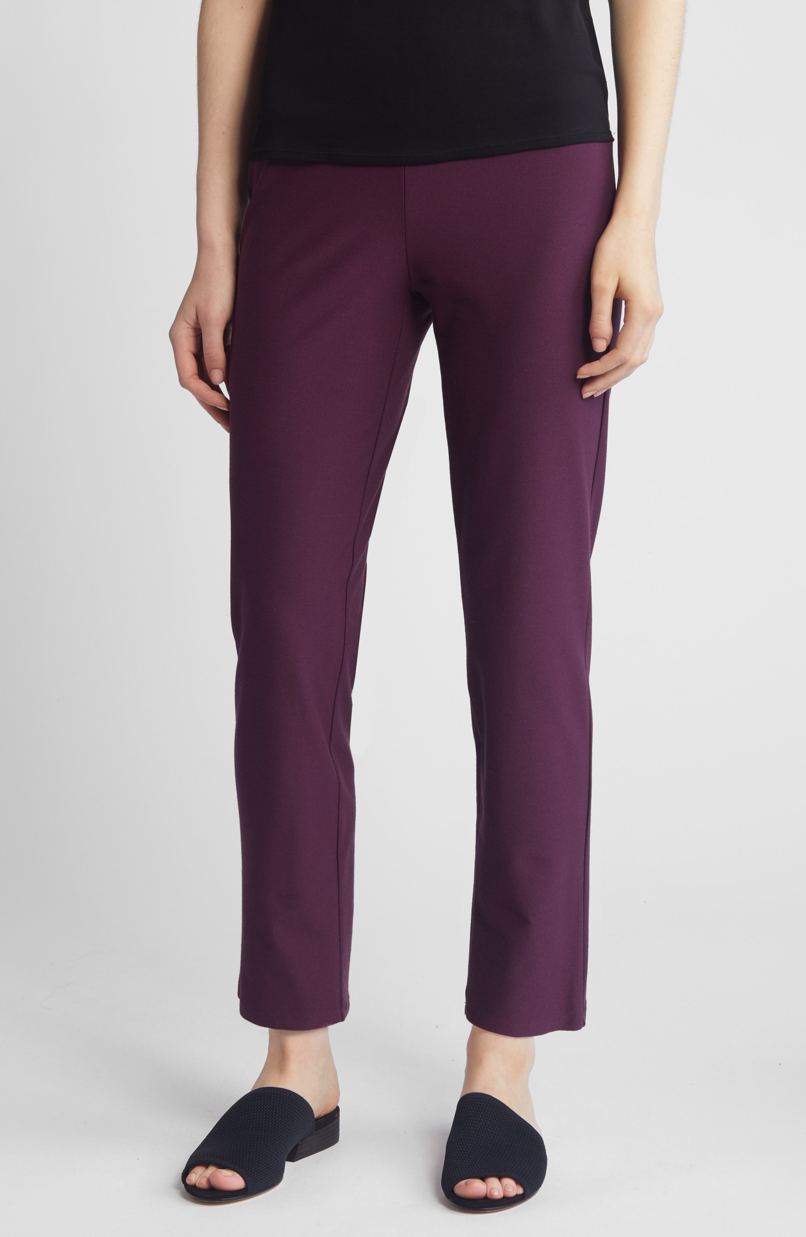 Eileen Fisher High Waist Slim Crepe Ankle Pants