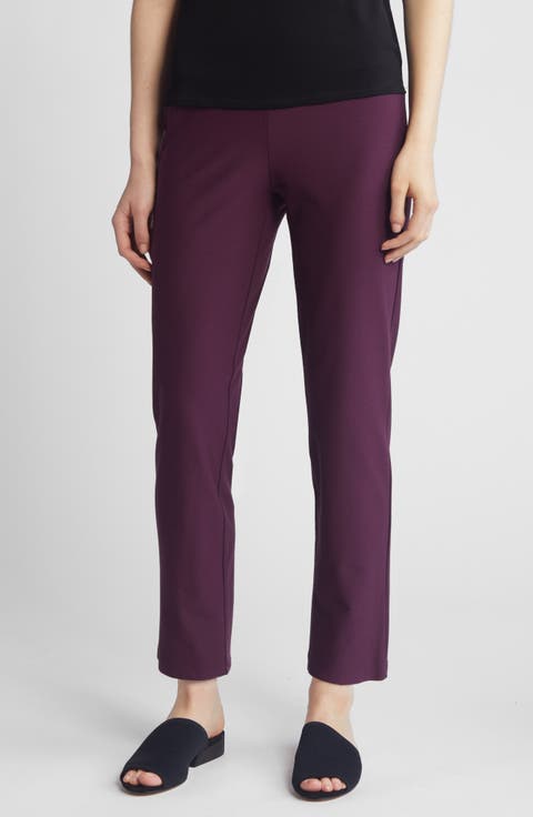 High Waist Slim Crepe Ankle Pants