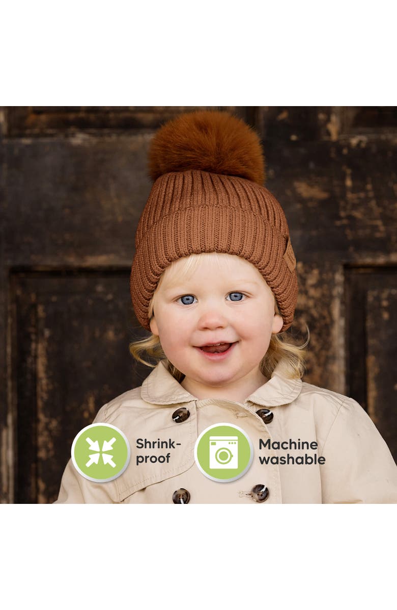 KeaBabies 2-Pack Pom Knitted Beanie, Alternate, color, Rust