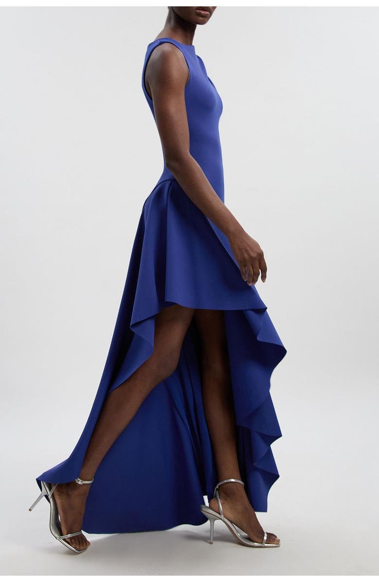 Karen Millen Petite Ruffle Hem Maxi Dress, Alternate, color, Navy