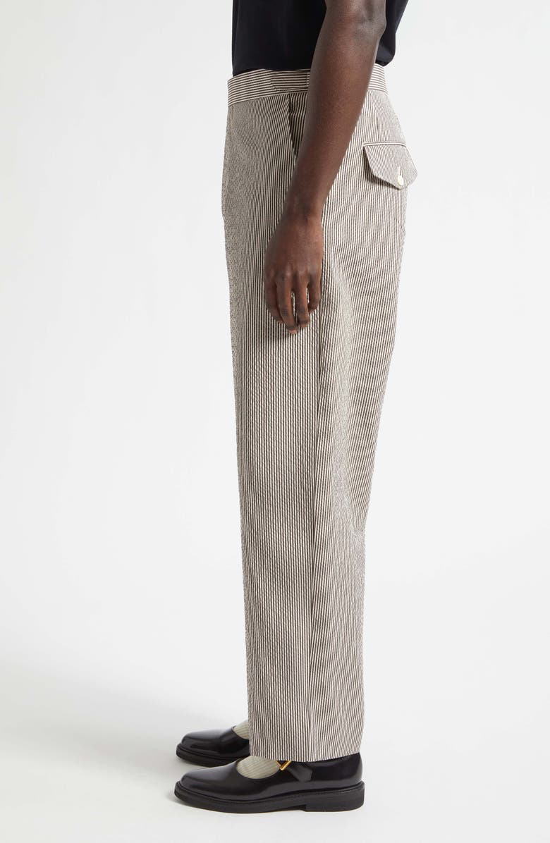 Bode Café Stripe Seersucker Trousers, Alternate, color, Brown White