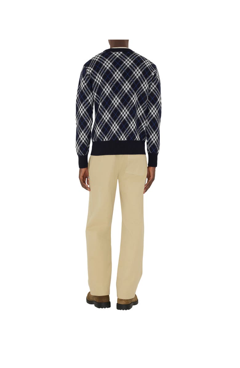 Burberry Check Wool Blend Sweater, Alternate, color, Ink Blue