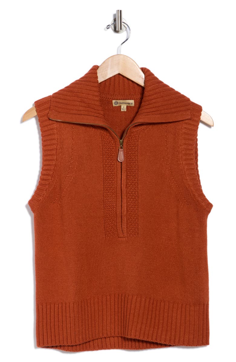 Democracy Half Zip Sweater Vest, Alternate, color, Autumn Leaf