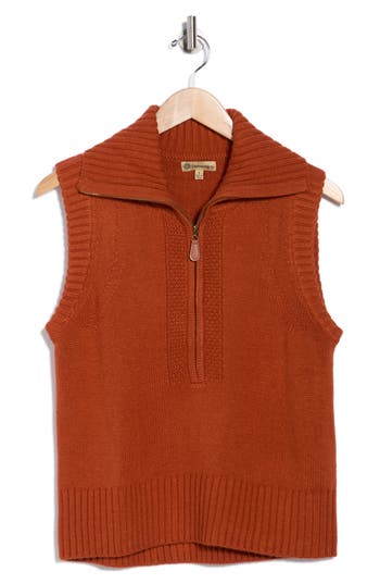 Democracy Half Zip Sweater Vest In Brown