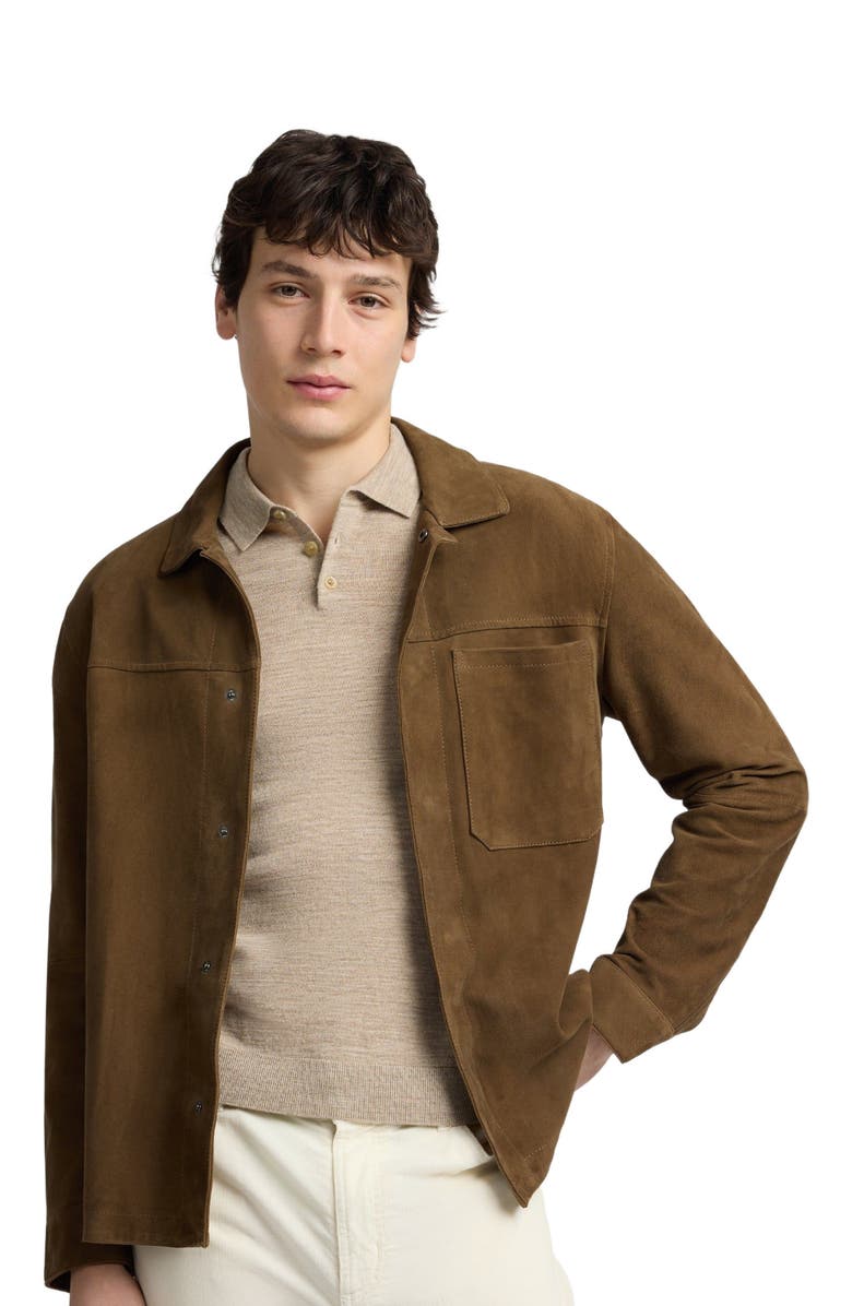 Onia Suede Work Overshirt, Alternate, color, Doe