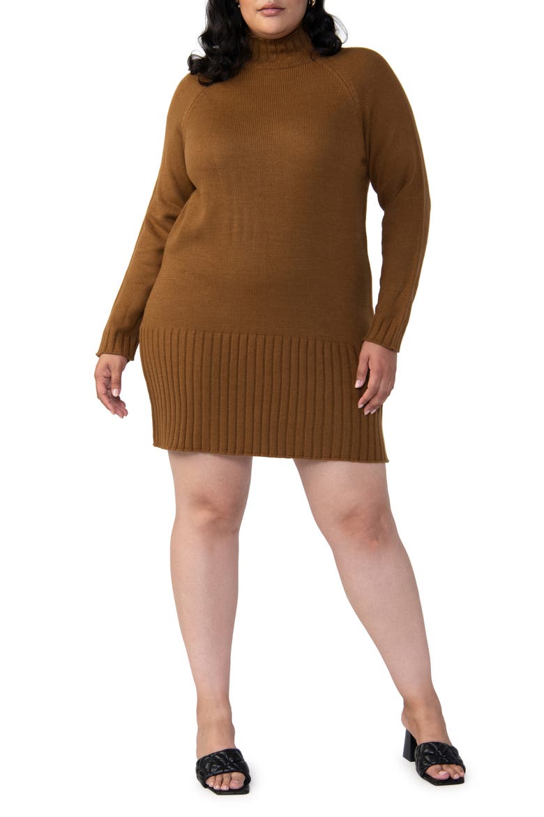 Long Sleeve Turtleneck Sweater Dress, Main, color, SPICE