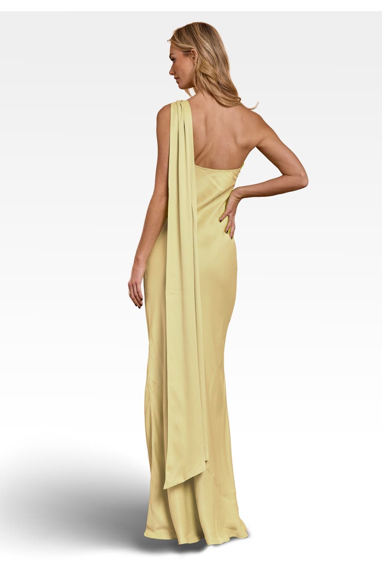 Cressida Satin Asymmetric Dress, Alternate, color, Yellow