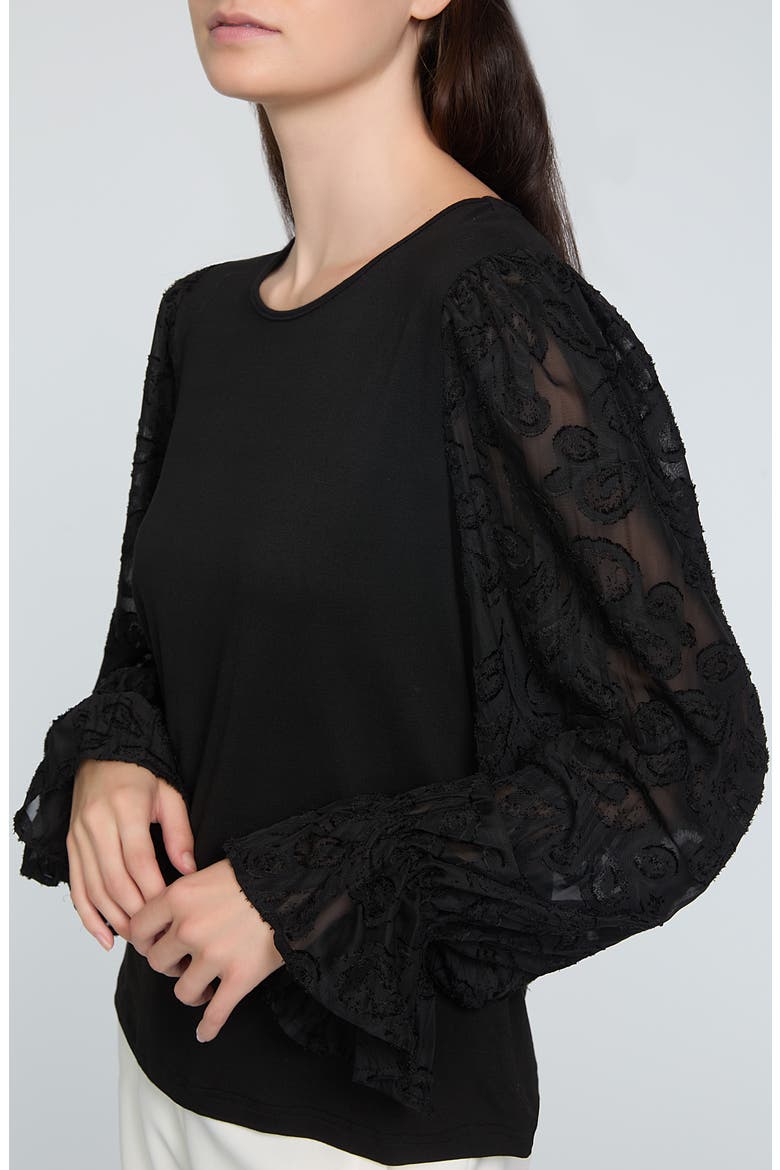 The Mavea Mixed Media Top, Alternate, color, NOIR BLACK