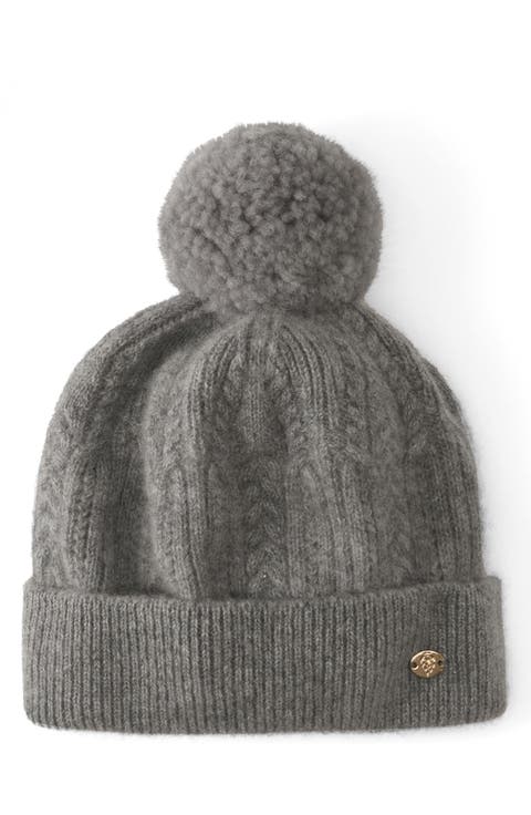 Moss Cashmere Pom Beanie