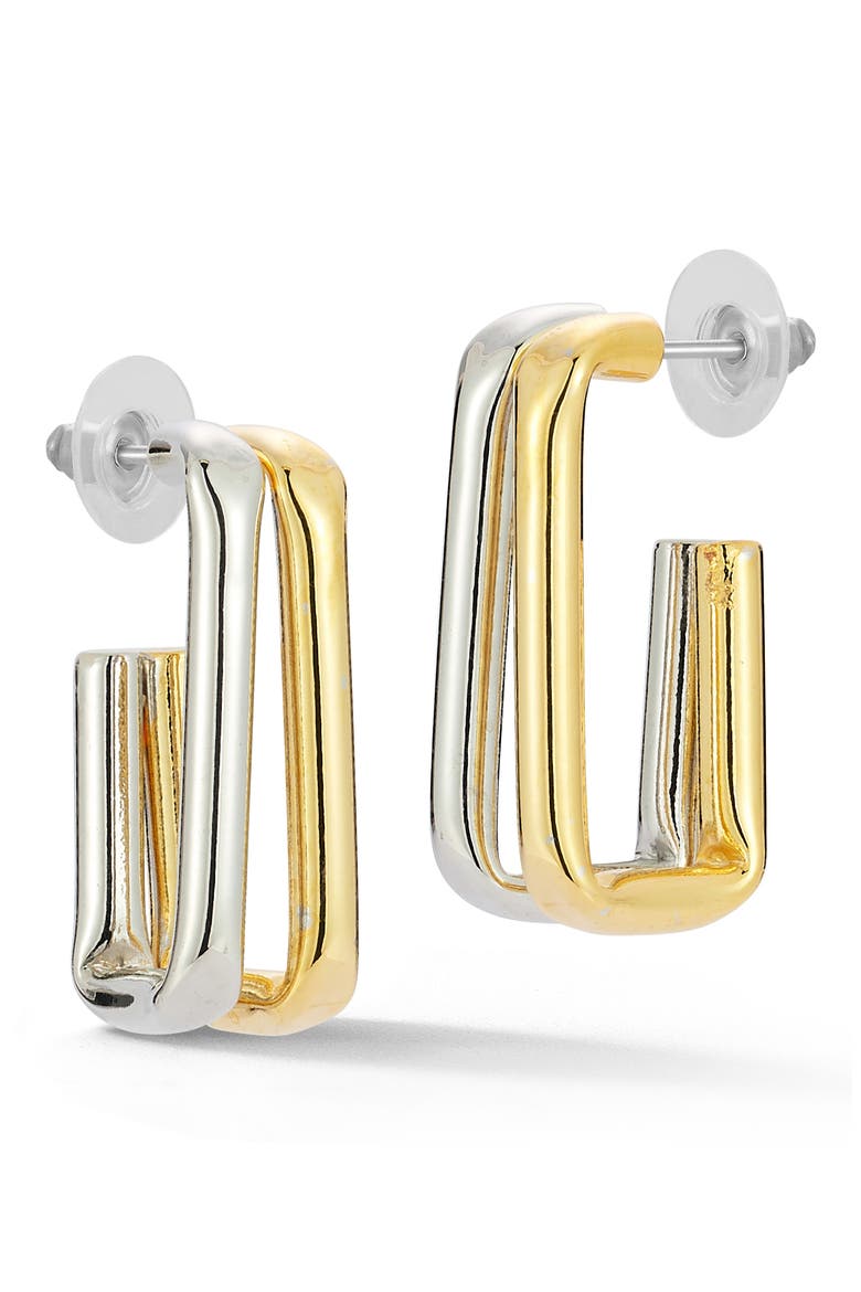 Two Tone Statement Hoop Earrings, Main, color, GOLD