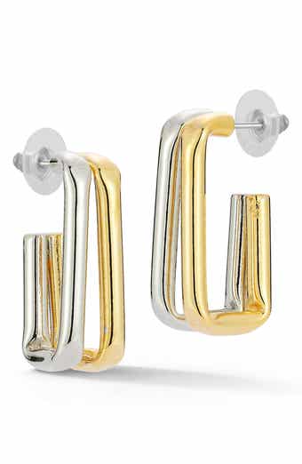 Two Tone Statement Hoop Earrings