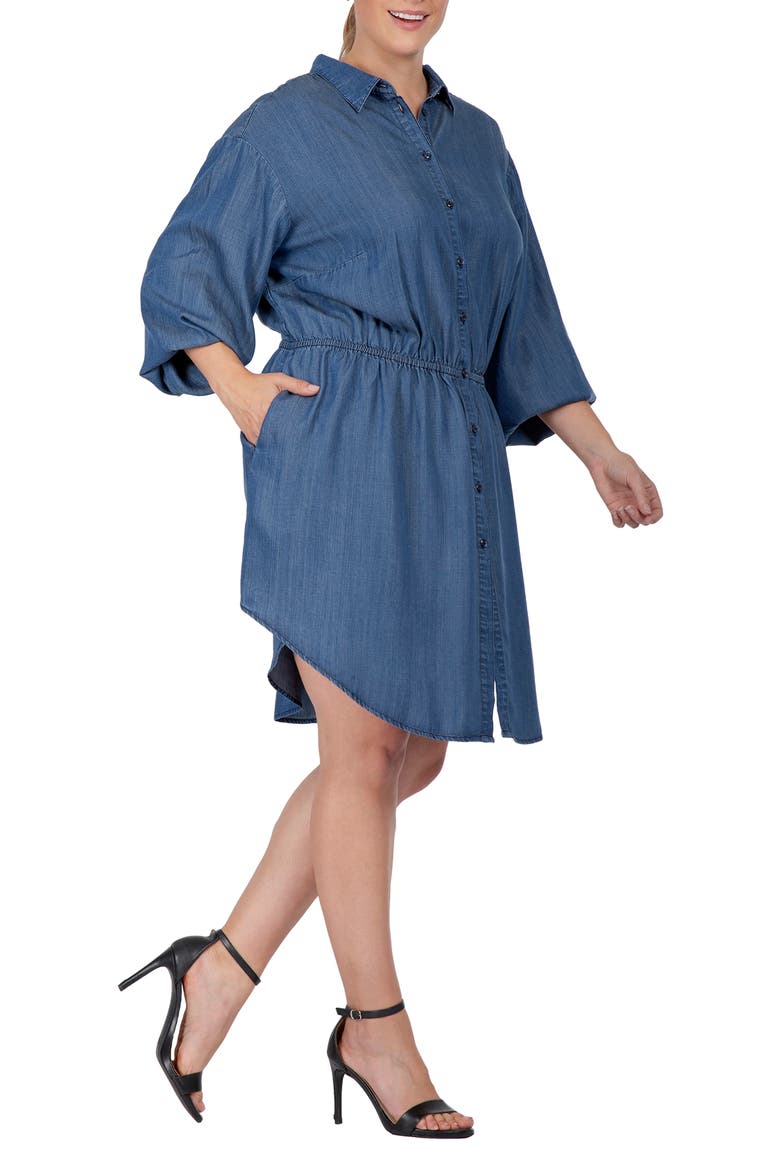 Long Sleeve Elastic Waist Shirtdress, Alternate, color, 3236RINSE