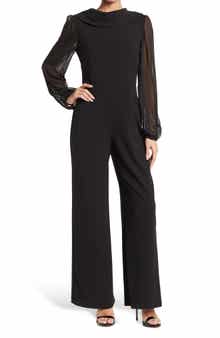 Connected Apparel Chiffon Long Sleeve Jumpsuit