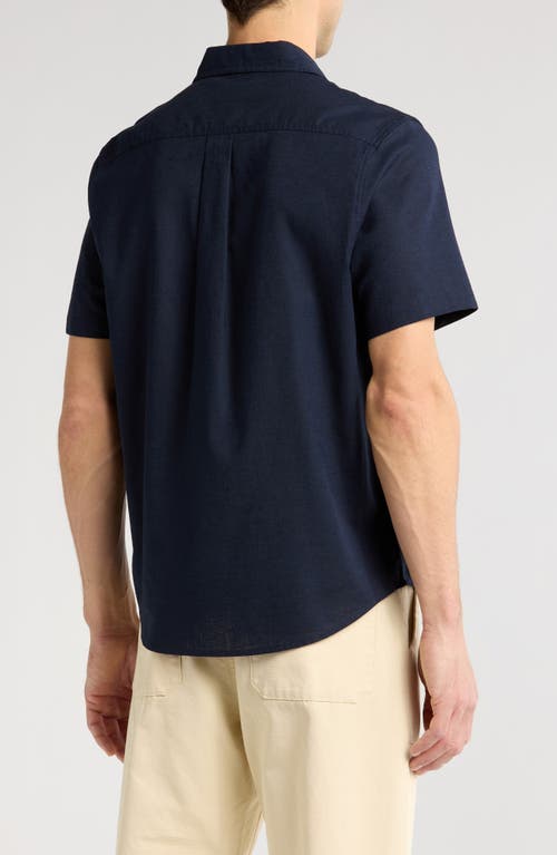 14TH & UNION 14TH & UNION LINEN & COTTON SHORT SLEEVE BUTTON-UP SHIRT