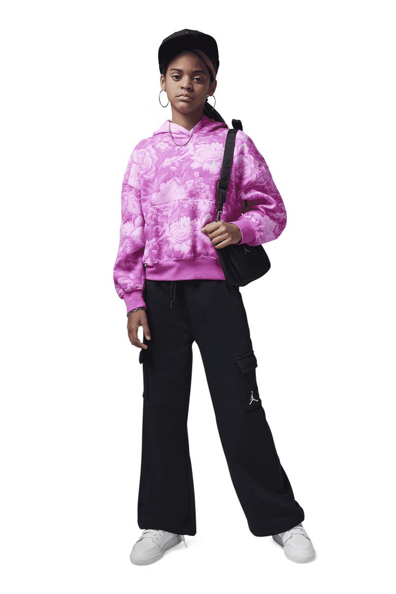 Kids' Y2K Fleece Cargo Joggers, Alternate, color, BLACK