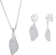SIMONA Pavé Cubic Zirconia Wave Drop Earrings & Pendant Necklace Set