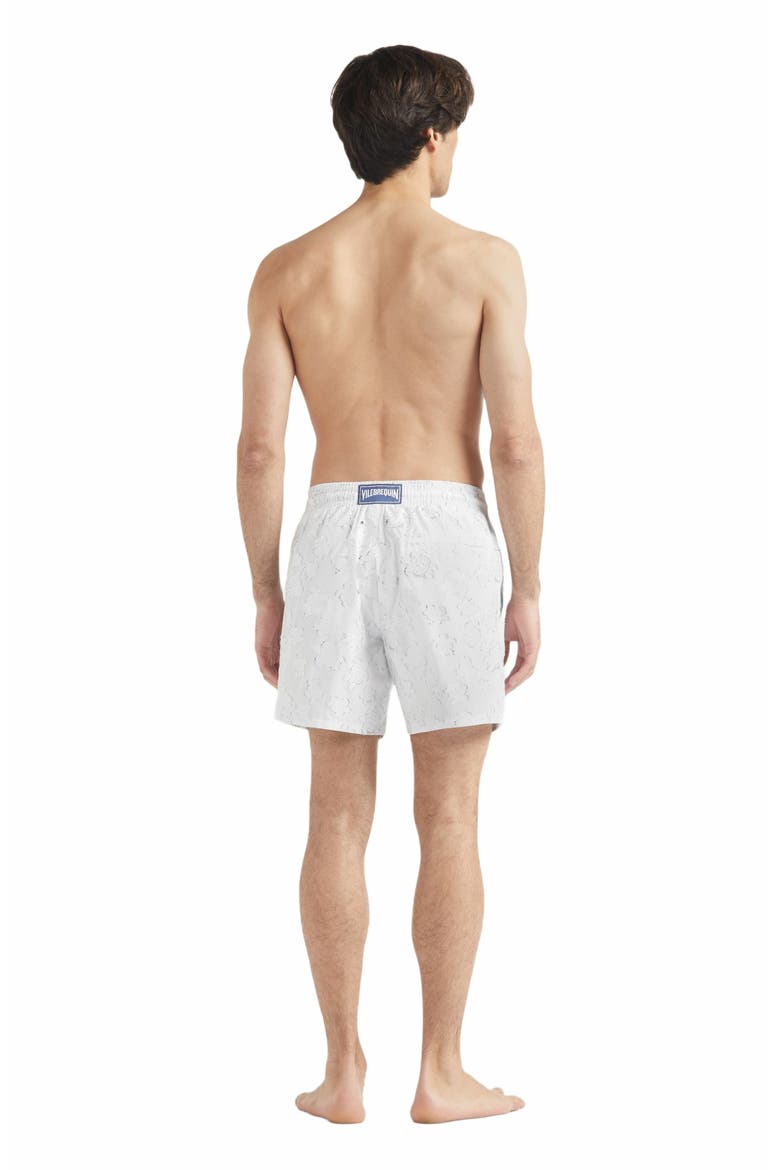 Men's Jacquard Ronde des Tortues Swim Trunks, Alternate, color, OFF WHITE