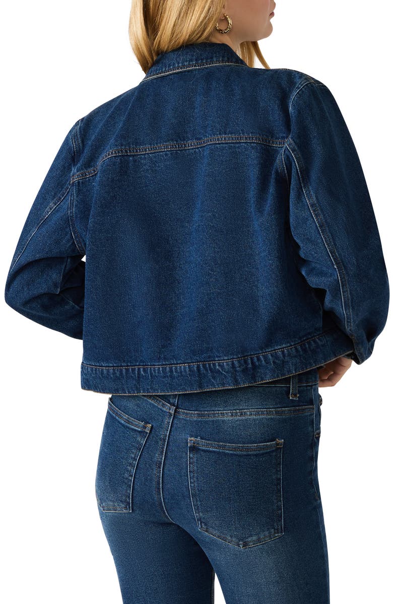 Steve Madden Crop Denim Jacket, Alternate, color, Dark Blue