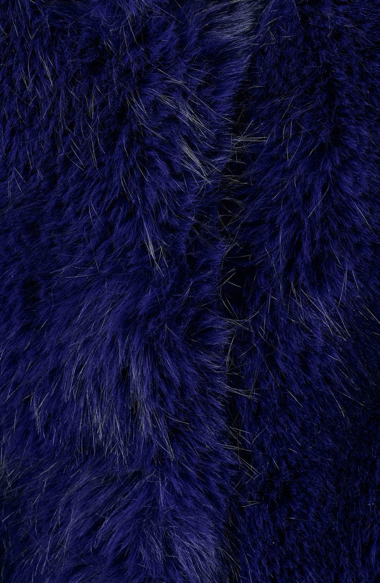 MANGO x Kaia Gerber Faux Fur Coat, Alternate, color, Blue