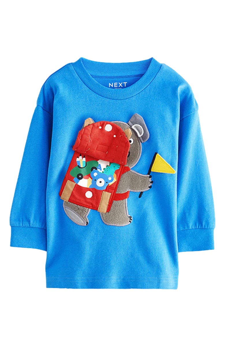 NEXT Kids' Koala Long Sleeve Cotton Graphic Pocket T-Shirt, Alternate, color, Blue