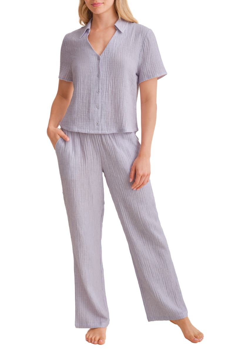 Fleur't Coastal Cotton Gauze Pajamas, Main, color, Coastal Stripe