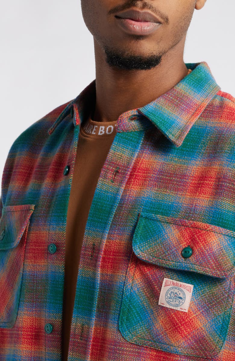 Billionaire Boys Club Heart & Mind Ombré Check Flannel Button-Up Shirt, Alternate, color,