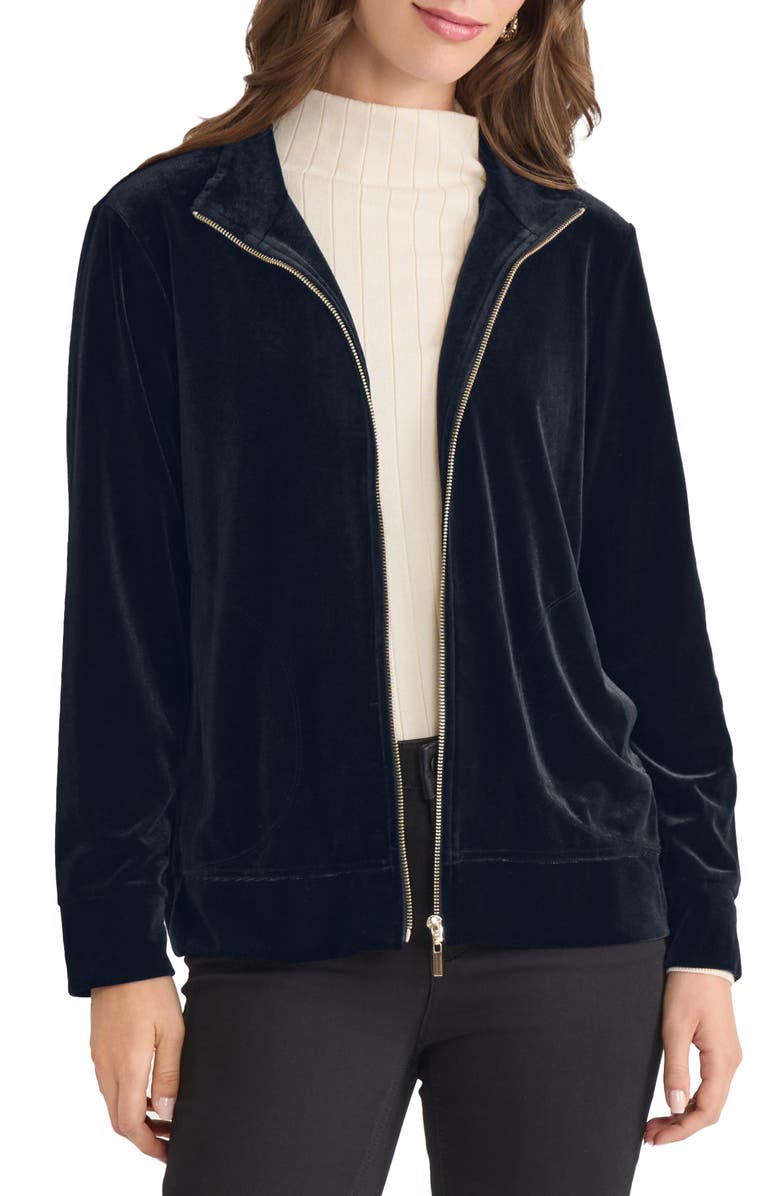 Jones New York Velour Jacket, Main, color, Dark Sapphire