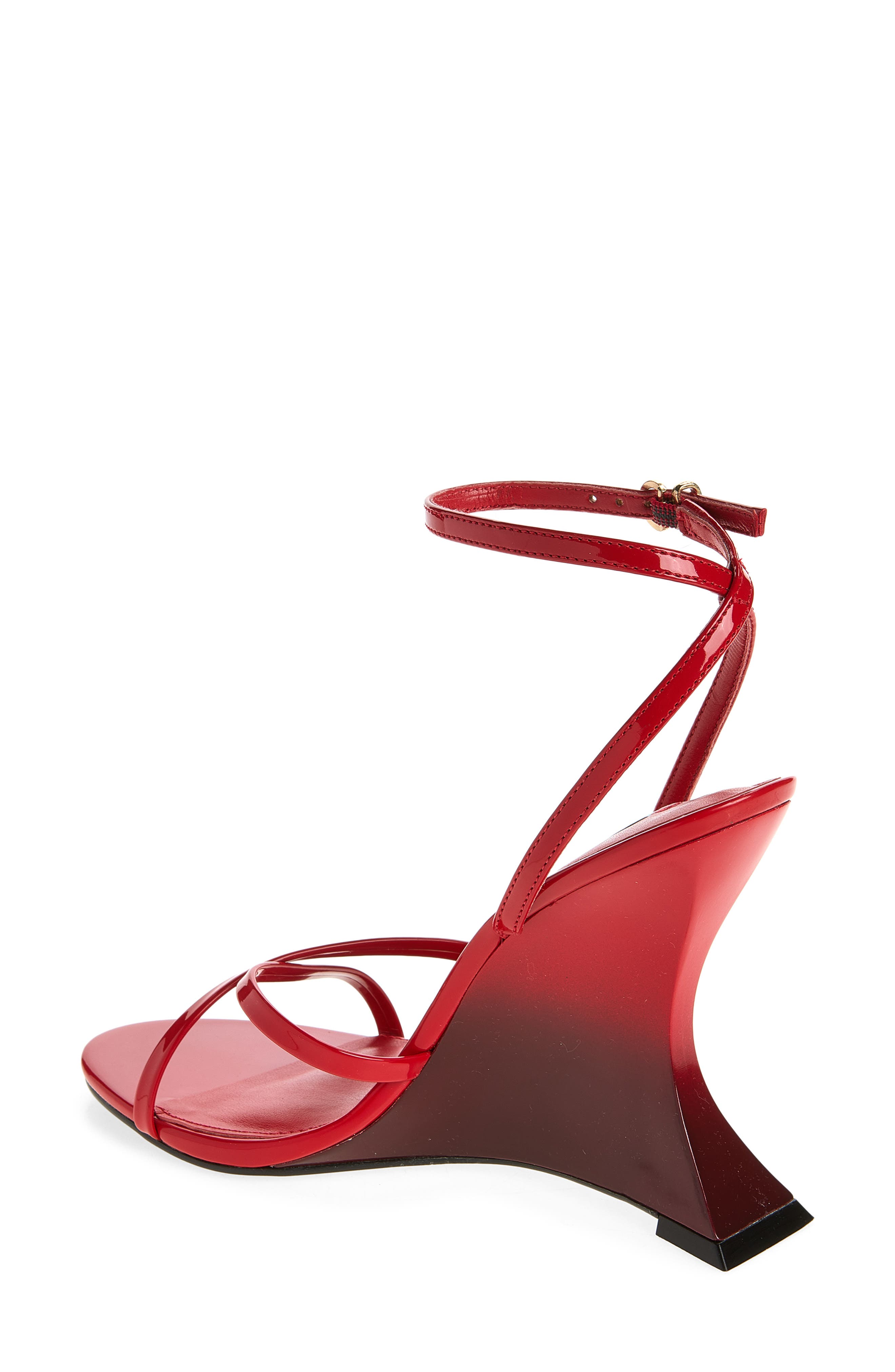 Layers Ankle Strap Wedge Sandal, Alternate, color, RED PATENT